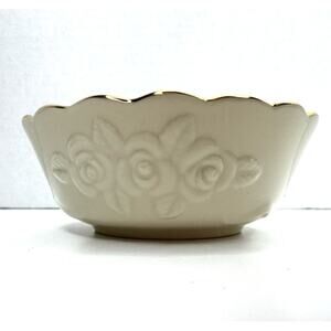 Lenox China Rose Blossom Trinket Candy Condiment Nut Bowl Dish 24 K Gold Trim